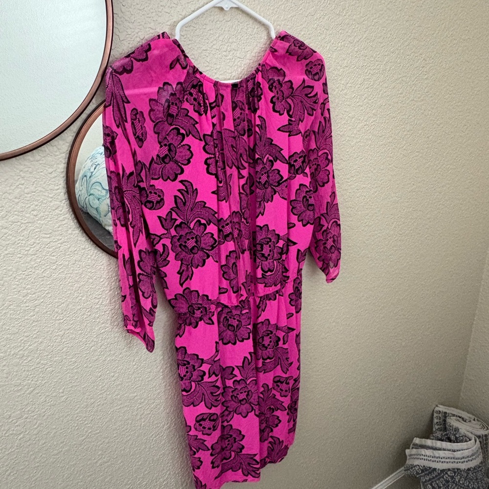 Dolce Vita Vibrant Pink Floral Long Sleeve Dress